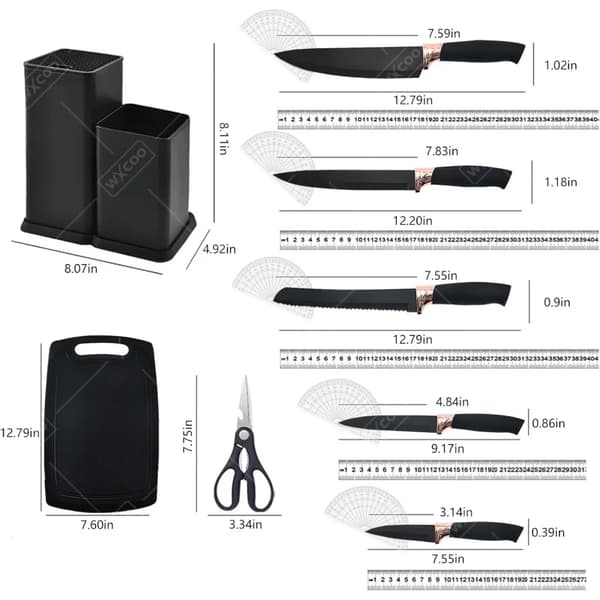 Køkkenkniv Sæt, Ergonomisk Design, Multifunktionelle Tilbehør,19PCS