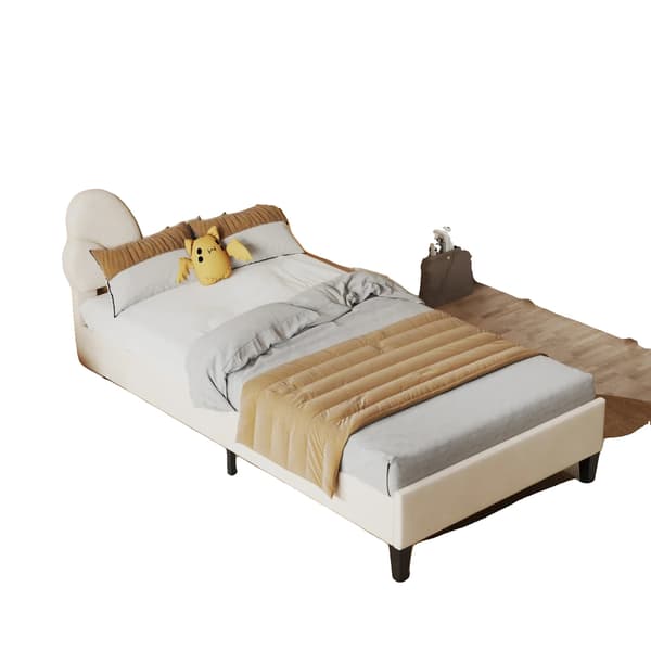 Børneseng, Elegant Design, Solid Konstruktion,140*200cm, Beige