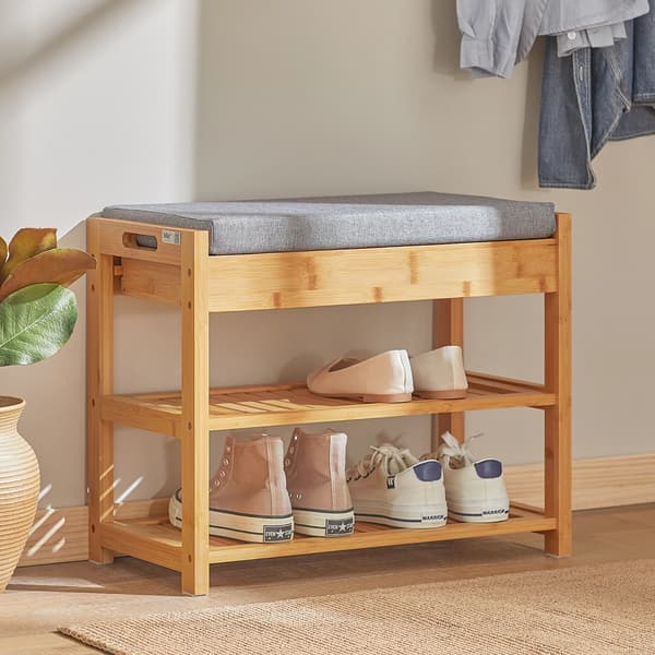 Sko-bänk, Bambukonstruktion, Dämpad Sits, Kaffe