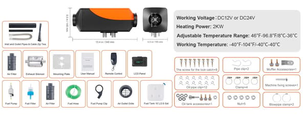 Dieselilma Lämmittimen, Bluetooth-ohjaus, Nopea Lämmitys,2KW