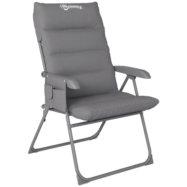 Campingstol, Justerbart Ryggstöd, Bärbar Design,grå