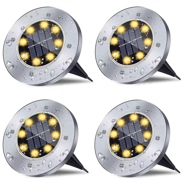 LED Solcellslampor, Rostfritt Stål, Automatisk Skymningssensor, varmvit