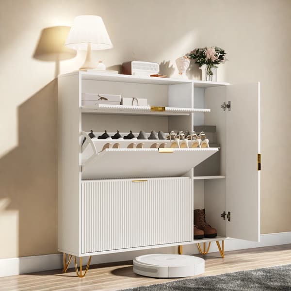 Sko skåp, Smal design, Justerbar förvaring,Vit A