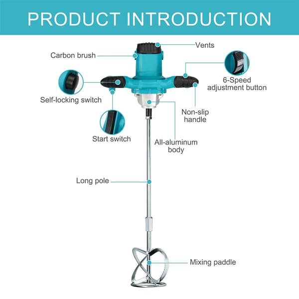 Elektrisk Rörslev, 6-Hastighetsfunktion, Ergonomisk Design,EU