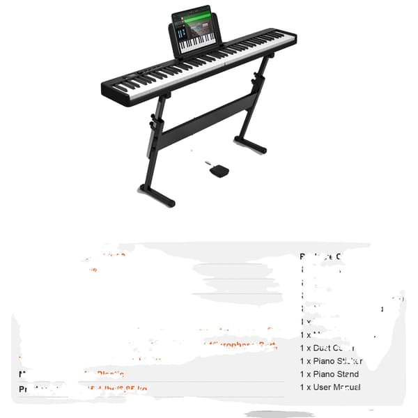 Elektroniskt Piano, Bluetooth-anslutning, Fällbar Design,88 tangenter med stativ
