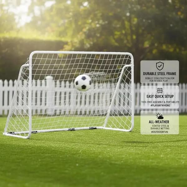 Fodboldmål, Robust Stål Konstruktion, Nem Opsætning,Hvid