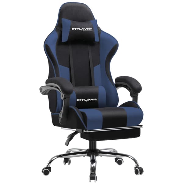 Gaming Stol, Ergonomisk Design, Justerbar Højde,Blå-Sort