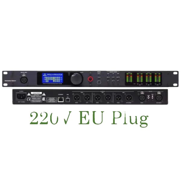 Ljudprocessor, 2 ingångar, 6 utgångar,PA2  220V EU-plugg