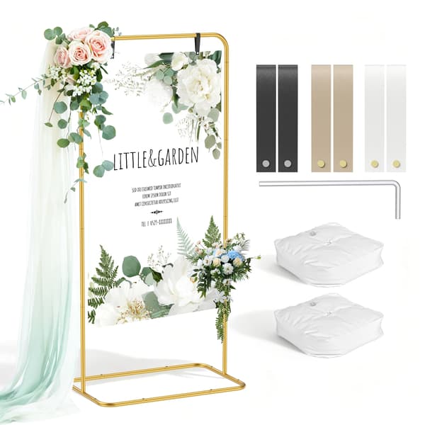 Bröllopsskyltställ, Justerbar Höjd, Elegant Design,L, Guld