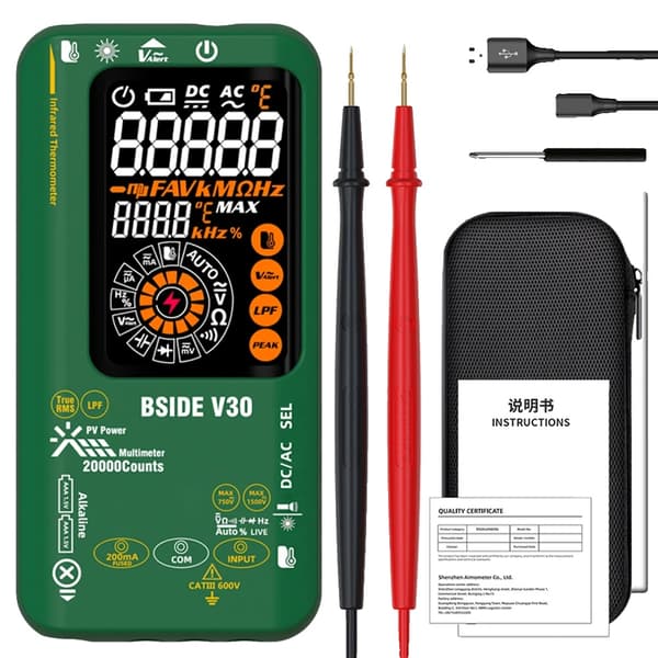 Digital multimeter, infraröd termometer, dubbel strömförsörjning,V30