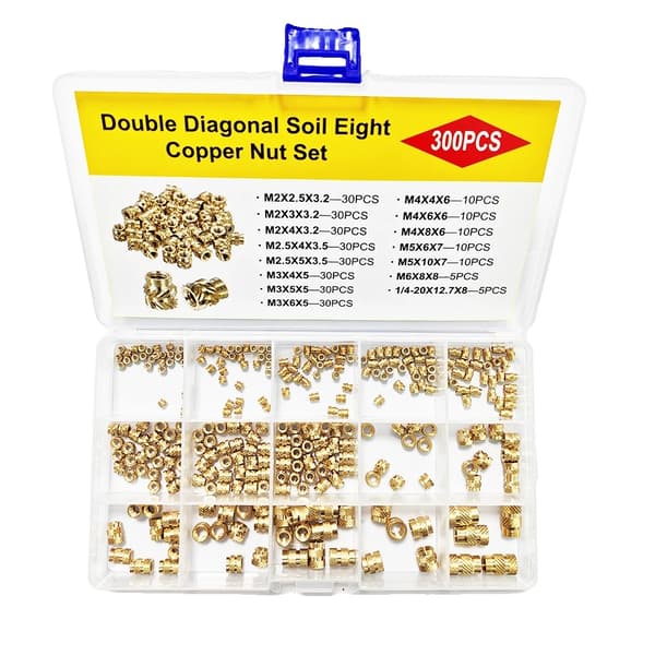 Värmeinsatsmuttrar, Kopparmaterial, För 3D-skrivare,300pcs låda