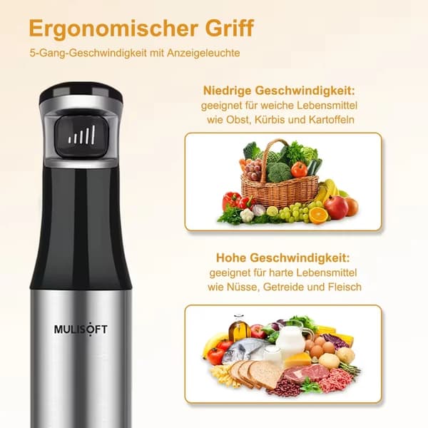 Immersion Håndblender, 700W Effekt, Rustfrit Stål Konstruktion,sort