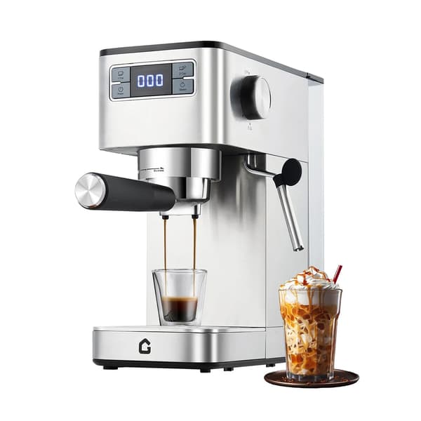Espressomaskin, 20 Bar Pump, Ångstav,Silver