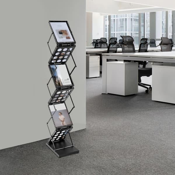 Magasinholder, Dobbelt-Sidet, Foldbart Design,sort