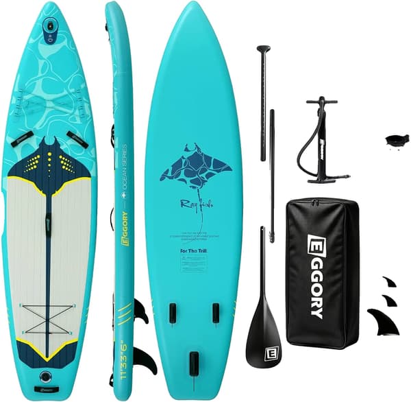 Oppustelig Paddle Board, Stabilt Design, Komplet Tilbehør,Grønne stråler