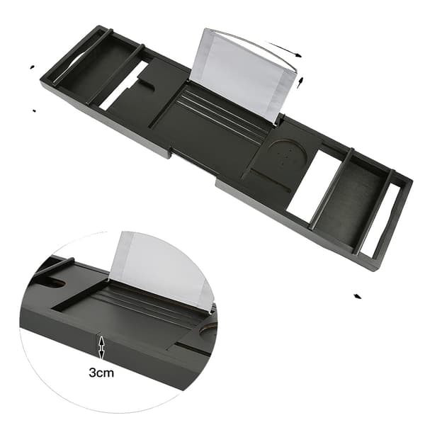 Badekar Tray, Vinglas Holder, Tablet Stativ,sort