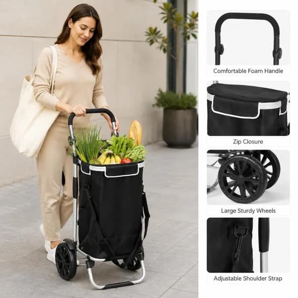 Shoppingvagn, Fällbar Design, Isolerat Fack,K7403