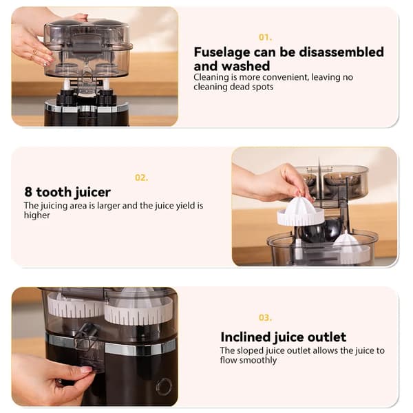 Juicer, Dubbelhuvuddesign, Lätt att Rengöra,EU, Grå