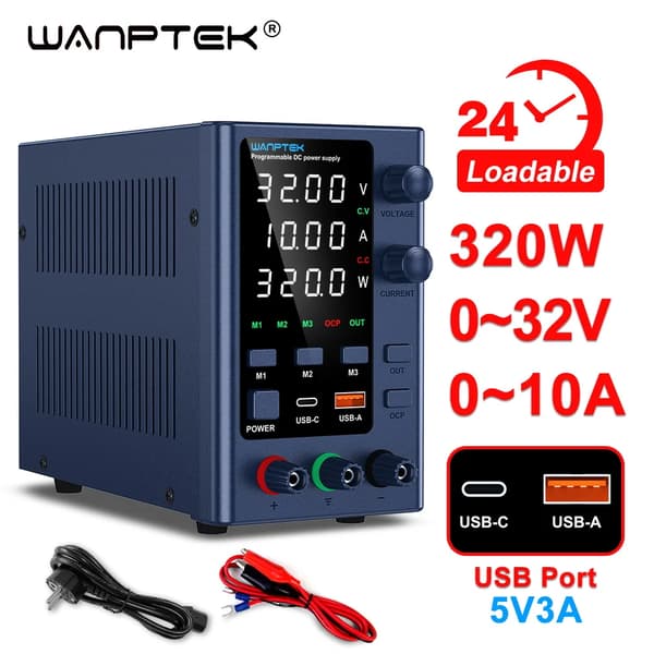 Strømforsyning, USB Hurtigopladning, Dobbelt Farveskærm,WJ E 32V 10A