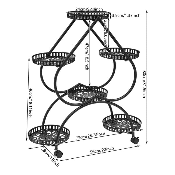 Plantebord, Hjerteformet Design, Robust Jernkonstruktion,sort