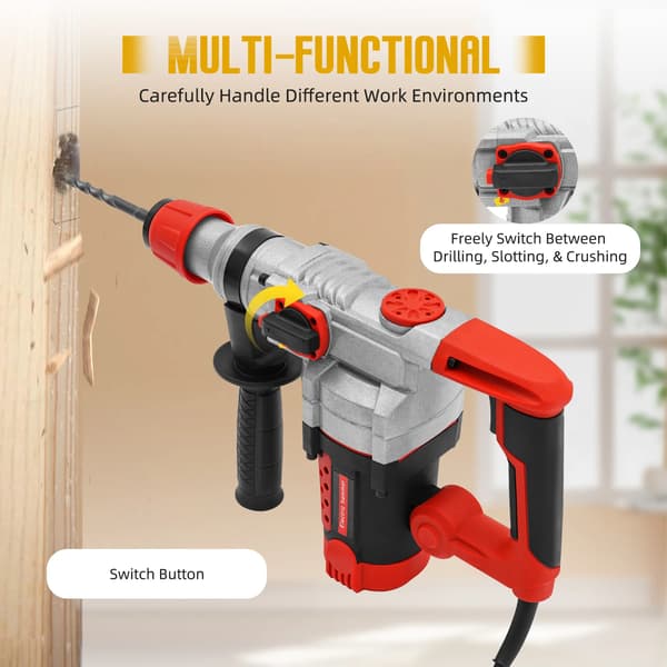 Rotary Hammer Drill, Hög Effekt, Mångsidig Användning,Röd