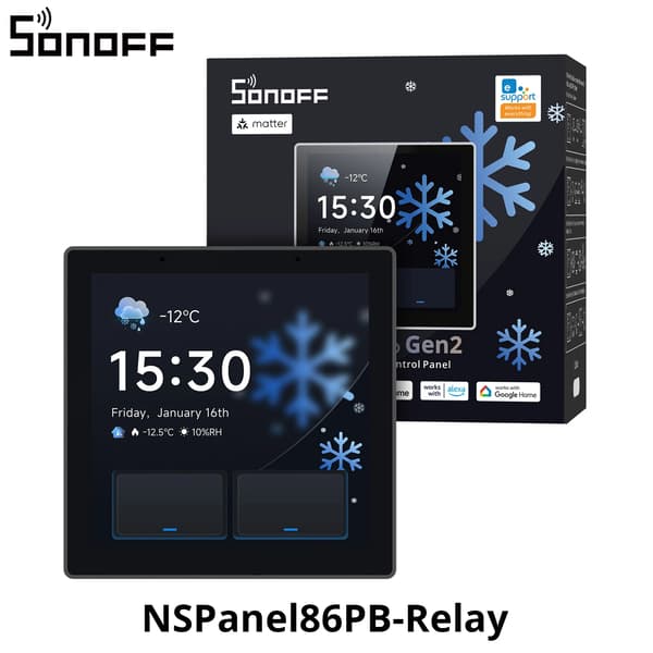 Smart Hem Kontrollpanel, Dubbelkanalsrelä, Wi-Fi och ZigBee Anslutning,NSPanel86PB-Relay