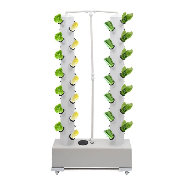 Hydroponiskt växtkit, vertikal design, 56 planteringshål,VIT