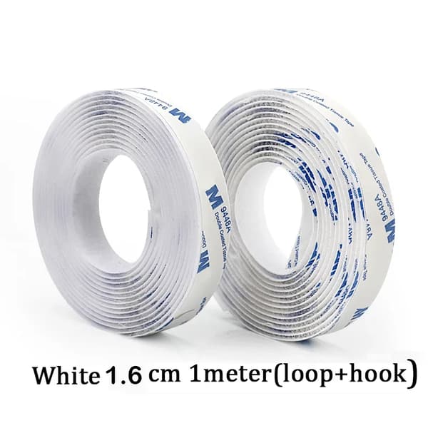 Självhäftande Tejp, Hög Hållbarhet, Mångsidig Tillämpning,Vit 16mm, 1Meter(Hook Loop)-d