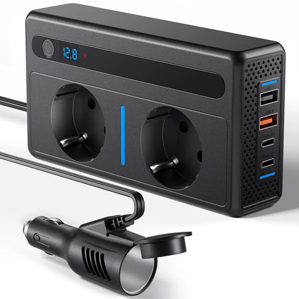 Strømomformer, 7-i-1 Multi-enhedsoplader, Smart spændingsdisplay,1pc