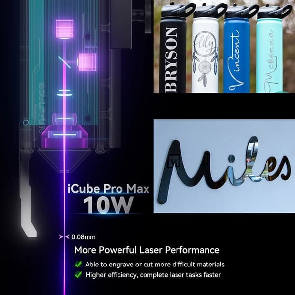 Lasergraver, 10W Effekt, Røgsystem,iCube Pro Max 10W, EU