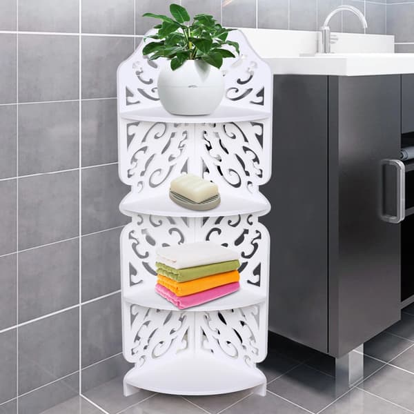 Badrumsställ, Hörndesign, Hållbart Material,VIT