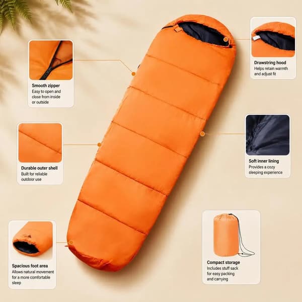 Mumi Sovepose, Holdbart Polyester, Behageligt Temperaturinterval,Appelsin