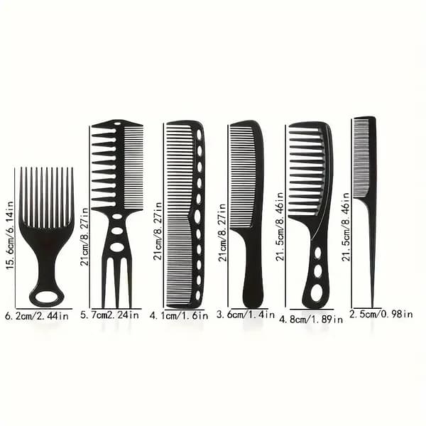 Hårklippningskam, 6-delarsset, Hållbar design,6Pcs