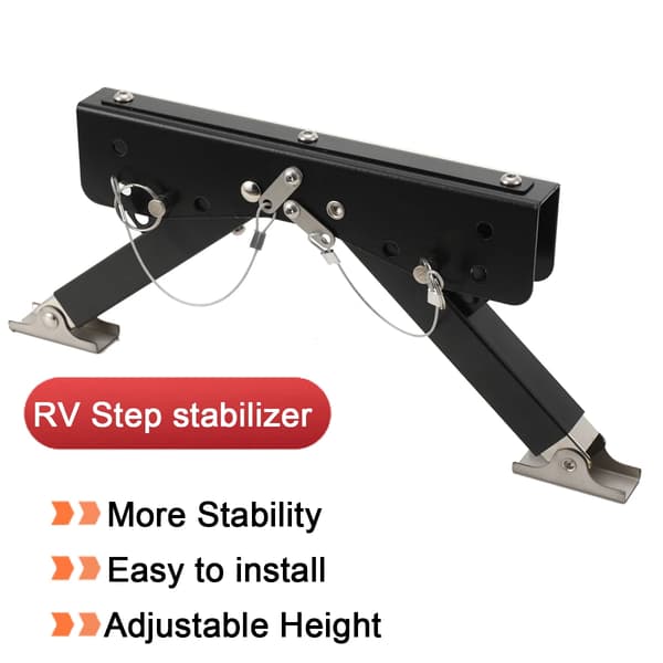 RV Trin Stabilizer, Justerbar Højde, Kraftig Støtte,sort