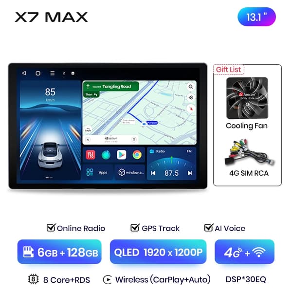 Bilstereo, Touchscreen, Multimedia-forbindelse, kompatibel med Citroen C5 2008-2017,X7 MAX 6+128GB 13"