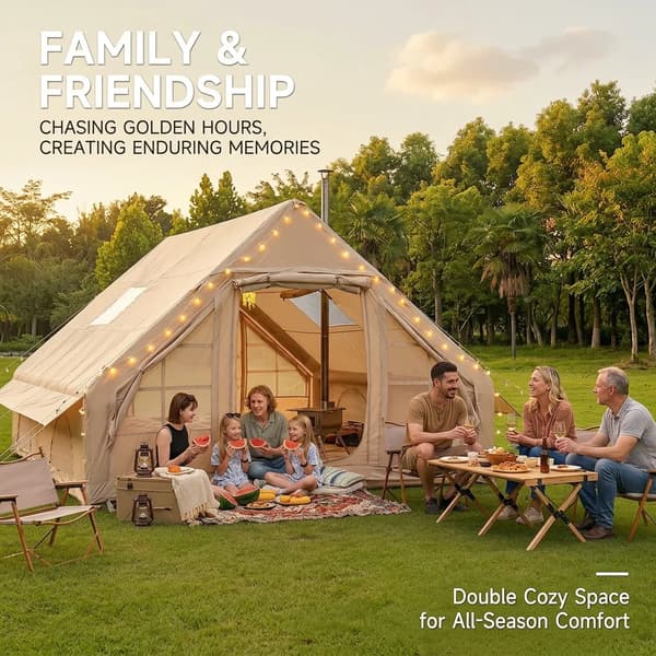 Utomhus Campingtält, Uppblåsbart Design, Rymligt för Familjer,Khaki