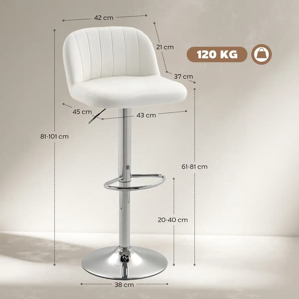 Barstol, Drejesæde, Velour Polstret,Fløde