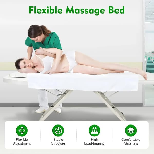 Massagebord, Bærbart Design, Robust Konstruktion,HVID