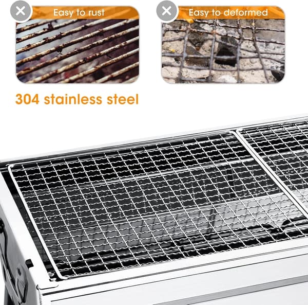Kolgrill, Bärbar Design, Lätt att Rengöra,Silver