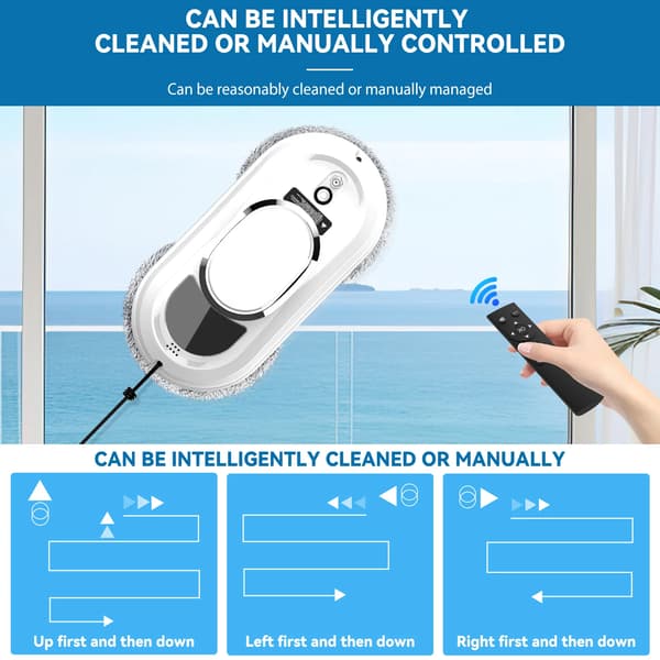 Fönsterputsrobot, Effektivt Spray- och Moppsystem, Säkerhetssele,Ja, EU, VIT