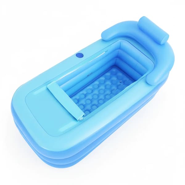 Oppustelig Badekar, Ergonomisk Rygstøtte, Bærbart Design,Blå