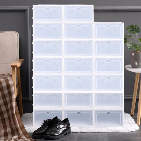 Skoorganisatör, Fällbar Design, Stapelbart System,vit färg