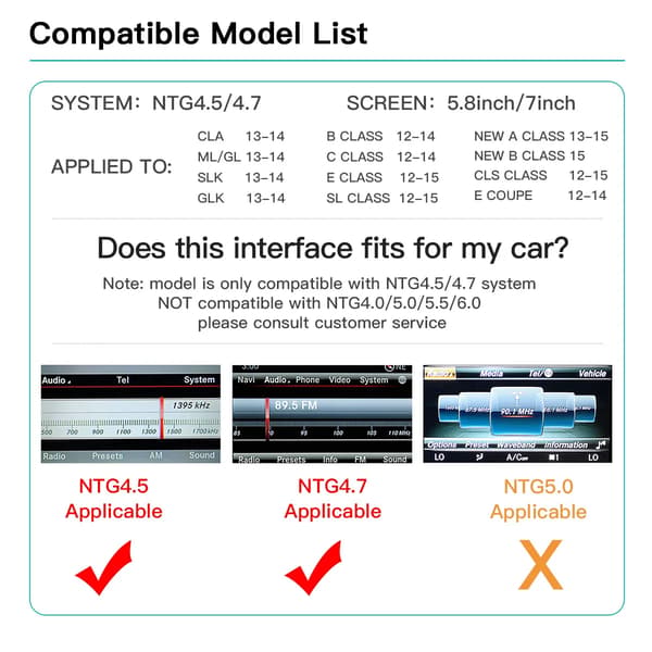 Trådlös CarPlay-adapter, Android Auto, spegellänkfunktionalitet,NTG4.5 4.7