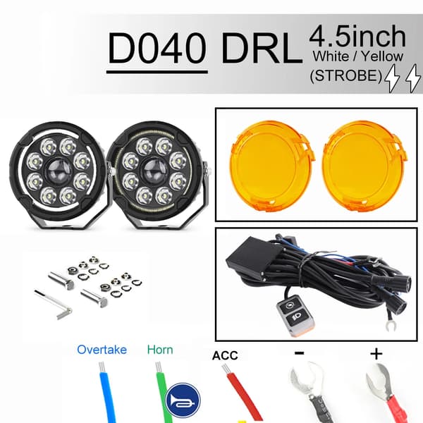 Motorcykel Dimljus, LED, Strobe-lägen,D040 switchkabel