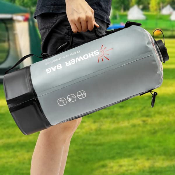 Campingbruser, Bærbar Design, Solopvarmet,Grå Sort