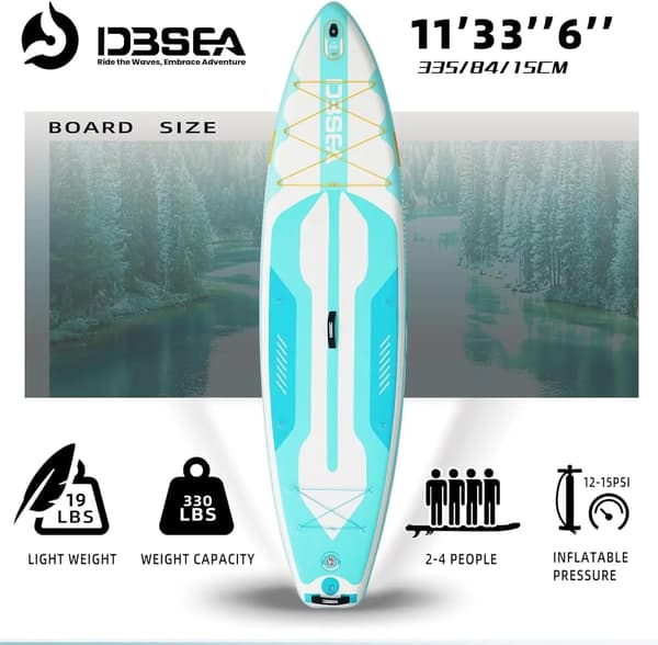 Oppustelig Paddleboard, Høj Stabilitet, Bærbart Design,335x84x15cm