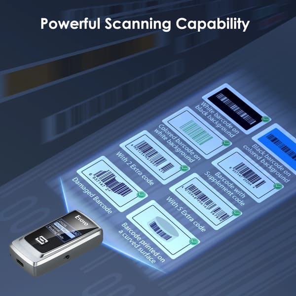Stregkodescanner, Bluetooth-forbindelse, Kompakt design,EY-028P Blå 2D