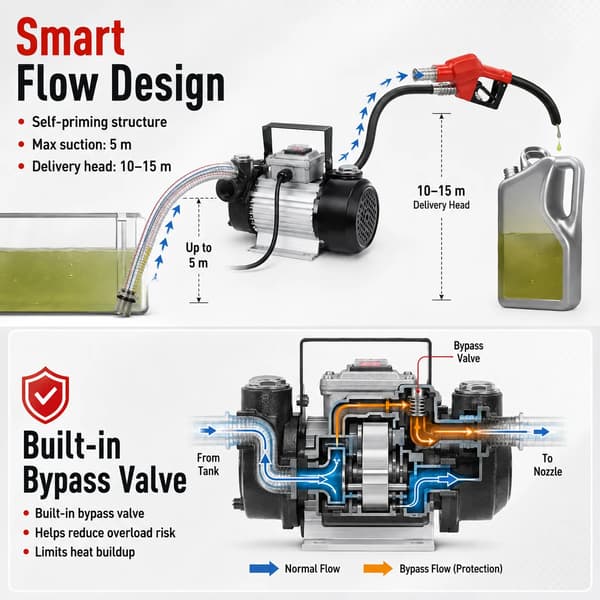 Dieselpumpkit, 60 L/min Flöde, 5 m Sug,Röd