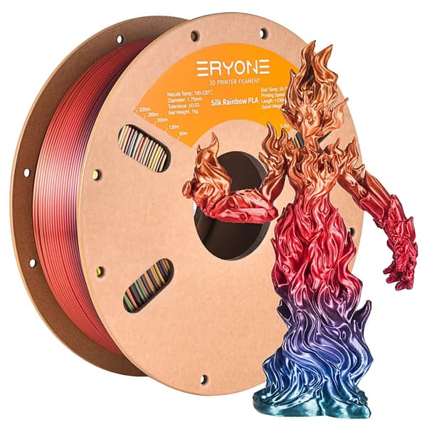 3D-printer filament, PLA-material, 1,75 mm diameter,Solnedgang Regnbue