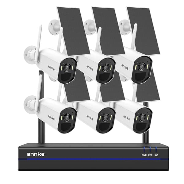 Trådløst solkamera system, 4MP opløsning, nattevisionsfunktion,16CH 6Pcs Kamera, Ingen